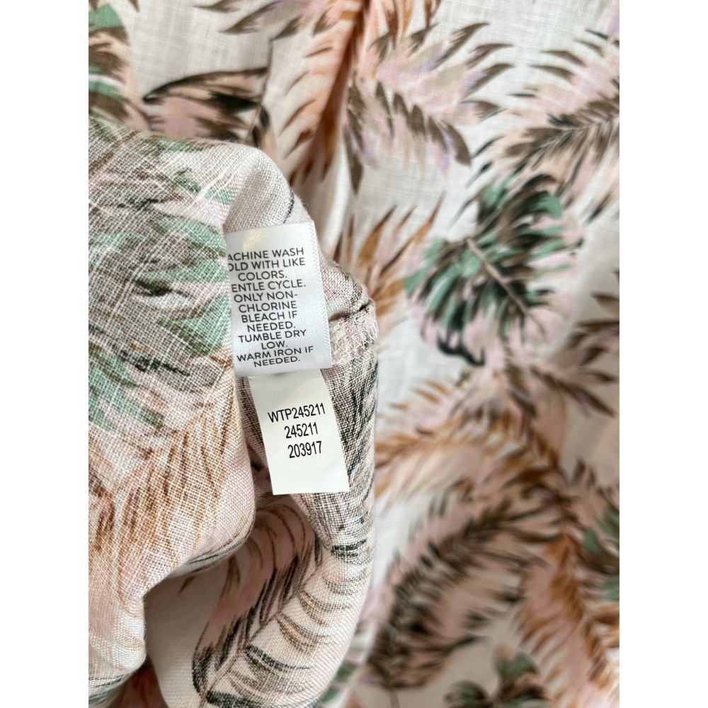 J. Jill Love Linen Pink Tropical Floral Bell 3/4 Sleeve Blouse Peasant Top Sz M - Picture 5 of 8